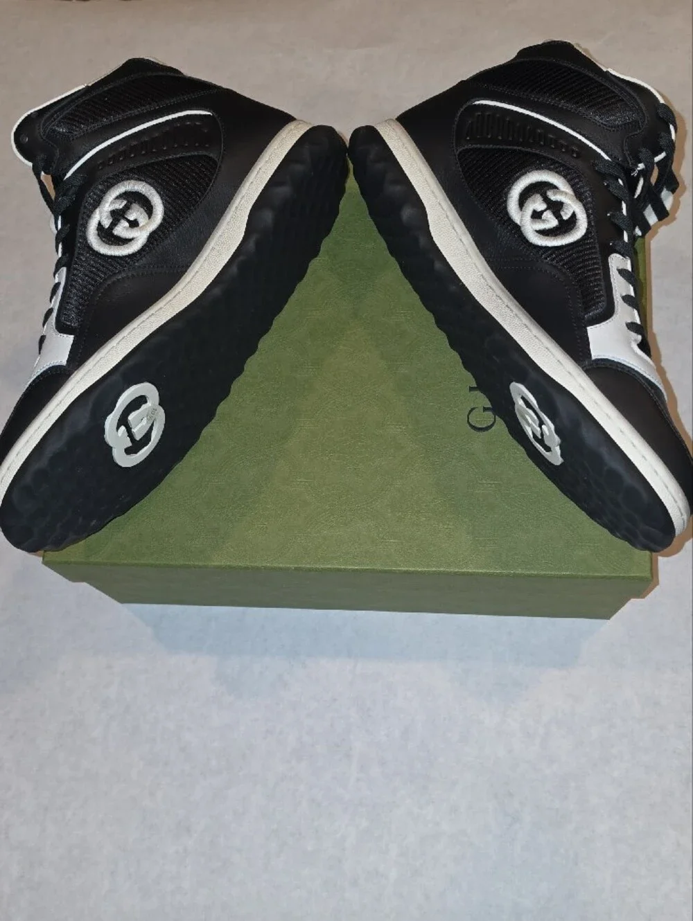 Gucci Black and White High-Top Leather Sneakers